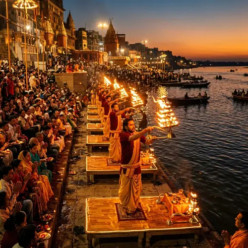 Sacred sunset prayers and yatri gathering