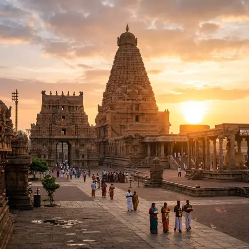 Beautiful temple architecture sunrise scenery