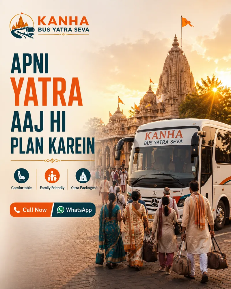 Comfortable travel bus journey for Indian pilgrimage tour